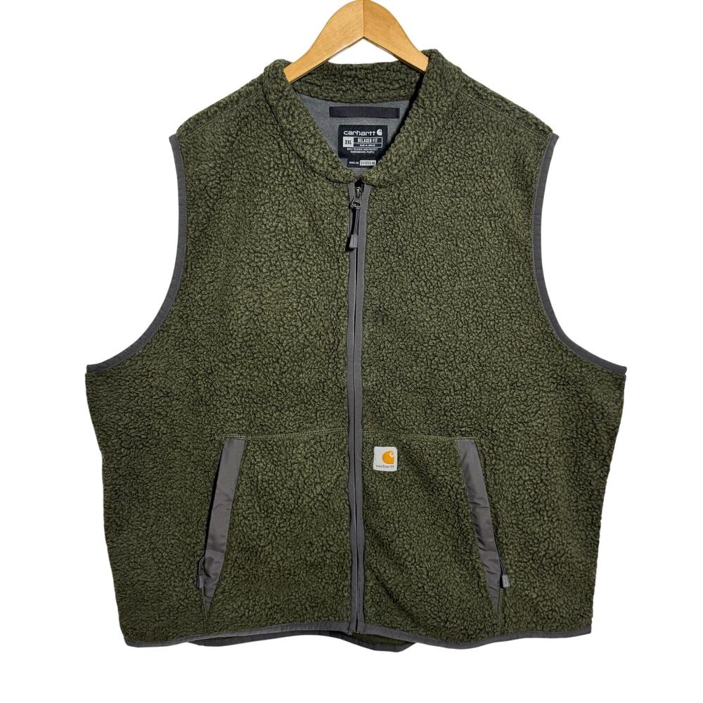 Carhartt Fleece Full Zip Vest MEN 2XL Dark Green RELAXED-FIT Gorpcorp Utility‎